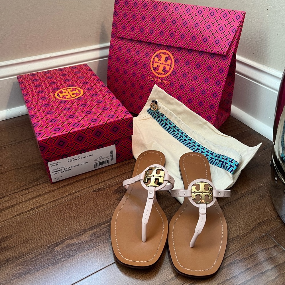 NIB Tory Burch Mini Miller Leather Sandal Size 9